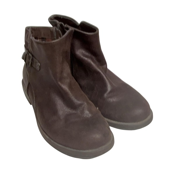 BareTraps Shoes - Baretraps Caine Boots Womens Size 7.5 Brown Faux Leather Ankle Buckle Zip